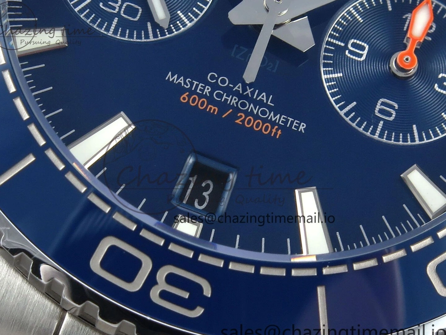 0407 Planet Ocean Master Chronometer 600M 45.5mm SS SCF 1:1 Best Edition Blue Bezel Blue Dial on SS Bracelet A9900 Super Clone Lightweight 7676